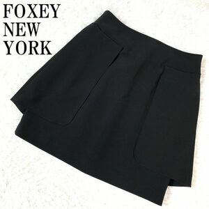 FOXEY NEW YORK 台形スカート ブラック フォクシーニューヨーク 黒 トリアセテート ポリエステル 38 B6637