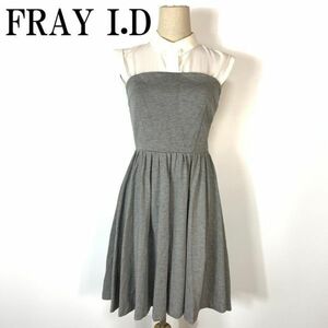 FRAY I.D フレイアイディー ノースリーブワンピース 袖なし レイヤード風 重ね着風 レーヨン ナイロン グレー0 B6744