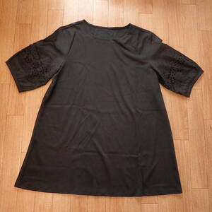 @@訳あり 未使用 麻布プロバドール 半袖レース チュニック Tシャツ ワンピース PRO2405-04 3L ブラック 黒 麻布Provador QVC