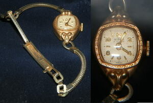  Dell banaDELBANA Швейцария производства 14KT.ALL GOLD ( вес 10G ) женщина часы механический завод 1950 годы ремень GREAT EASTERN 12K1/20G,F