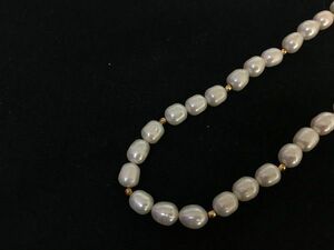 1 jpy beautiful goods accessory design pearl pearl K18YG×K14YG catch necklace EV895