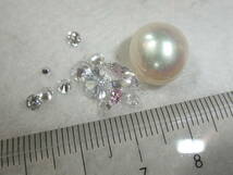 レア♪大粒白真珠&アメリカ製最高級極上キュービックジルコニアルース色々セット♪ビンテージ等のリメイクやお直しに便利119-8_画像2