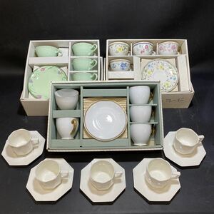 N 3631 [ cup & saucer 5 customer ×4 set together!!] coffee cup tea cup boxed new goods used floral print Western-style tableware storage goods 
