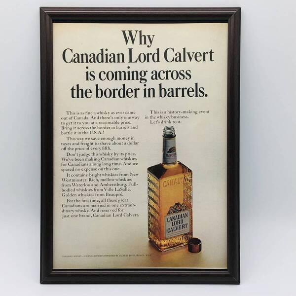 『 カナディアンロードカルバート 』ビンテージ 広告 60年代 フレーム 付 当時物 額付 LIFE 雑誌 アンティーク CANADIAN LORD CALVERT