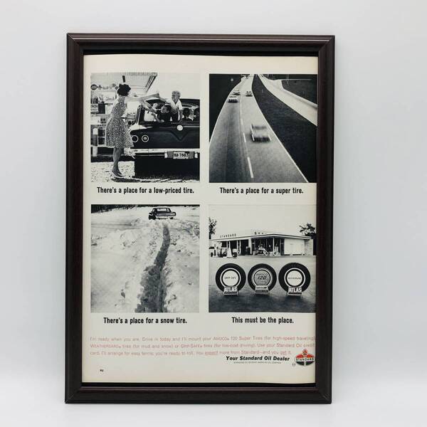 『 スタンダード オイル 』ビンテージ 広告 60年代 フレーム 付 ポスター 当時物 額付 LIFE 雑誌 アンティーク STANDARD OIL