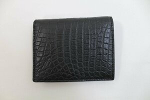 クロコダイル 財布 二つ折り ブラック 黒 折財布 マット加工 一枚革 ワニ革財布 最高級品