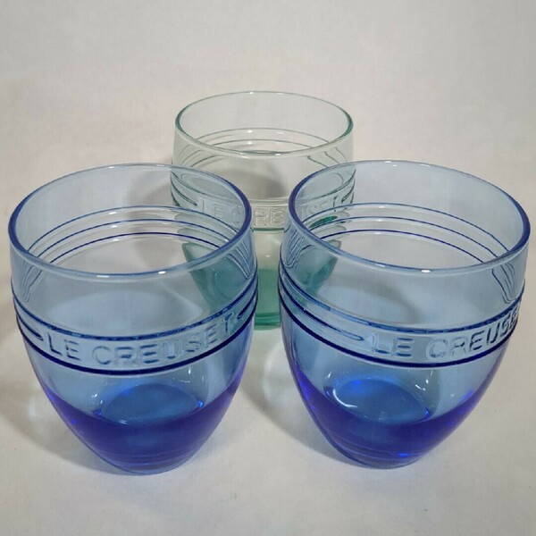 ル・クルーゼ BOSS グラス 3個セット ブルー2、グリーン1 美品