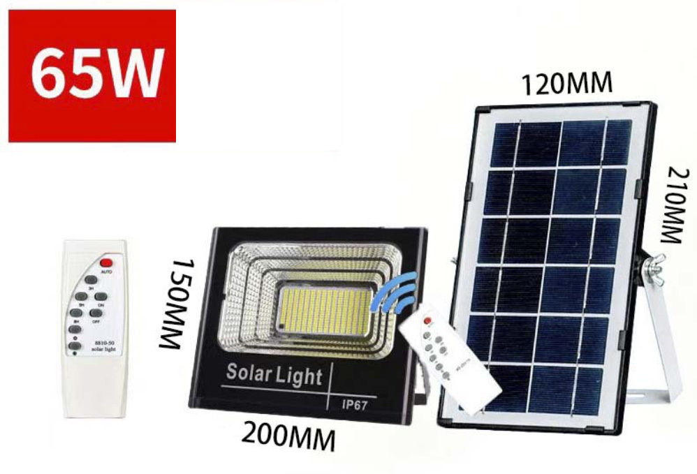 65W ソーラーライトled 街灯 ソーラー 投光器 防水 昼光色 太陽光発電 夜自動点灯 角度調節 ガーデンライト 玄関 廊下 庭園 駐車場ライト