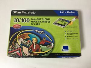 ★希少な未使用品！★3Com Megahertz 10/100 LAN+56K GLOBAL MODEM CARDBUS PC CARD モデム LAN PCカード 3CXFEM656 C-JP NEW Rare