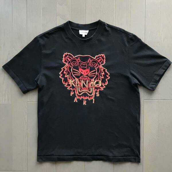 【人気Lサイズ】KENZO ケンゾー タイガー刺繍ビッグロゴ半袖Tシャツ定番カラー黒