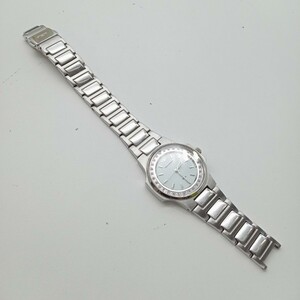 北山5月No.18 腕時計 TECHNOS テクノス T2753 動作未確認 シルバー系 水色文字盤 ラインストーン ブランド レディース腕時計