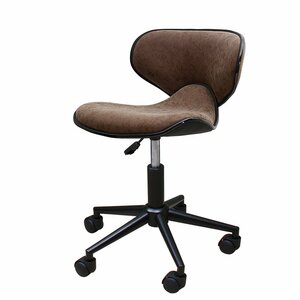 【新品】 デスクチェア キャスター付 黒脚タイプ WY-413QC-BK アンティークブラウン 家具 椅子 回転 昇降式 チェア