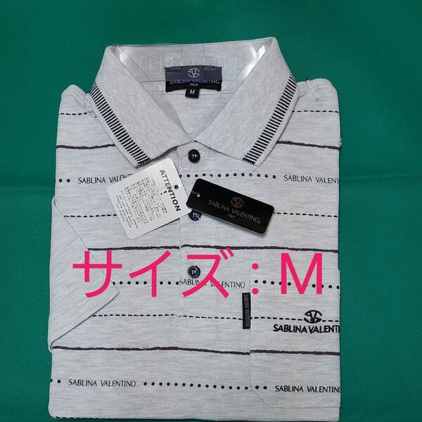 ①【サイズM 白】SABLINA VALENTINO メンズ 半袖 カノコポロシャツ ※5898※1157