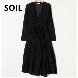 SOIL ソイル コットンボイル カシュクール ワンピース ブラック