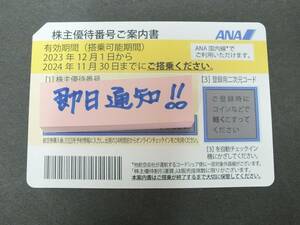 〇スピード即日連絡！〇番号通知〇即決！〇ANA 全日空 株主優待券 1枚 2024年11月30日まで利用可能