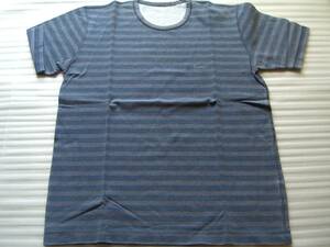 ◆Papas パパス　半袖Ｔシャツ　４８Ｍサイズ　　グレーXブルー　ボーダー　◆　　未使用品 　　D0453UTS032 　58-14.7