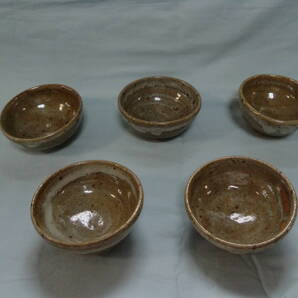 西岡小十 斑唐津山盃五客 共箱・栞