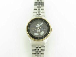 SEIKO Seiko ALBA Alba наручные часы Mickey Mouse кварц Y643-0230 чёрный циферблат модный серебряный × Gold цвет J08