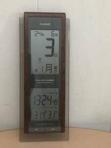 【保管品S5695】CASIO カシオ IDC-250J 掛け時計 電波時計 温度 湿度 カレンダー デジタル 