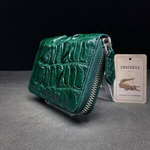  crocodile purse ( round fastener / center part / hand made / change purse ./ card-case /book@wani/. leather one sheets leather / middle wallet / the truth thing photograph )