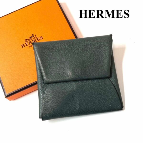 エルメス　HERMES バスティア　レザー　コインケース　グレー　レディース　メンズ 小銭入れ