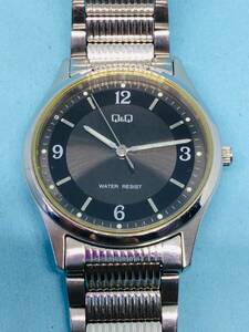 (H02)ブラックフェイズ(*'▽')・シチズンQQ（電池交換済み）シルバー・メンズ腕時計USED（送料全国一律185円）素敵な時計です。