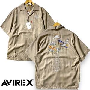 【XL】新品 定価1.4万 アヴィレックス オープンカラーシャツ AVIREX MIDWAY テンセル素材 背面刺繍 半袖 開襟 3123011春夏 ◆R760