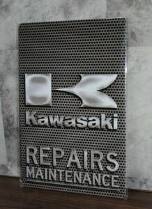 　ブリキ看板　Kawasaki Repairs & Maintenance　カワサキ　ガレージ　世田谷ベース　旧車