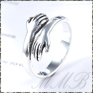 [RING] S925 Vintage Silver Love Hug Hand 抱きつく 手 ラブ ハグ ハンド ヴィンテージ 加工 アジャスタブル オープン シルバー リング