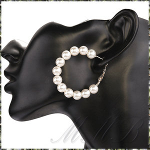 [EARRING] Exaggerates Chic Pearl Circle Hoop ビッグ パール φ48mm フープ リング ピアス イヤリング