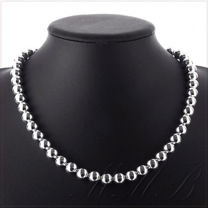 [NECKLACE] 925 Sterling Silver Plated hollow ball 球体 ボール チェーン シルバー ネックレス φ8x500mm (24g)