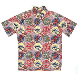 美品 1990s reyn spooner S/S Aloha shirts S TAILORED IN HAWAII Red オールド レインスプーナー 半袖コットンアロハシャツ 総柄 赤
