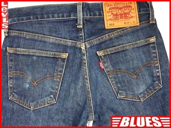 即決★リーバイス511★W28 スリムストレート ジーンズ Levis メンズ スキニー デニム ボトムス ローライズ 裾カットオフ テーパード