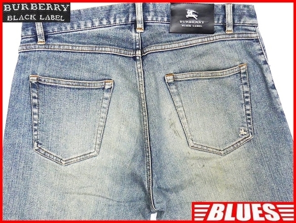 即決★BURBERRY BLACK LABEL★W32位 ストレッチ ジーンズ 廃版 バーバリーブラックレーベル メンズ 79 三陽商会正規 ナイト刺繍