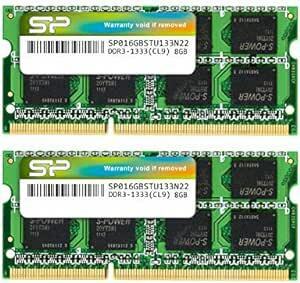 シリコンパワー ノートPC用メモリ 204Pin SO-DIMM DDR3-1333 PC3-10600 8GB×2枚組 SP01