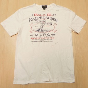 ペルー製 POLO RALPH LAUREN ポロ ラルフローレン ■ 白 ホワイト 古着 Tシャツ XL プリントT ★a