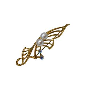 【AFP】淡水本真珠 パール ジルコニア ブローチ モチーフ デザインゴールド　blo-1703 淡水　真珠 ゴールド アクセサリー