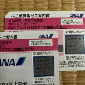 最新 ANA 全日空 ★ 株主優待券 2枚★2024年6月1日～2025年5月31日搭乗分