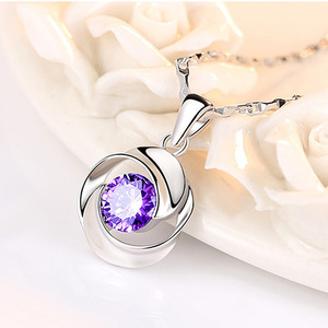 * pendant top only 1 jpy start silver 925 necklace lady's purple purple amethyst one bead birthstone 110-purple