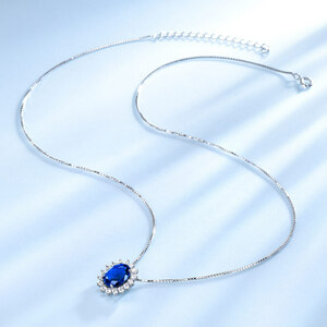 1 иен старт * подвеска с цепью только женский серебряный 925 сапфир колье подвеска синий голубой контрольный номер 153