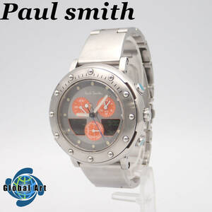 え05138/Paul smith ポールスミス/クオーツ/メンズ腕時計/ワールドタイム/クロノグラフ/デジアナ/文字盤 シルバー/C390-Q02489