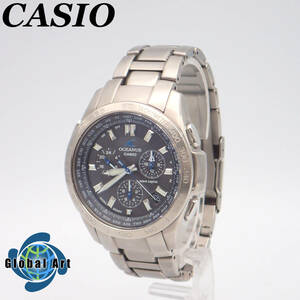 え05483/CASIO カシオ/オシアナス/電波ソーラー/メンズ腕時計/マルチバンド5/チタン/クロノグラフ/文字盤 ブラック/0CW-S1000