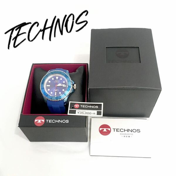 TECHNOS テクノス クォーツ 腕時計 T4611 10気圧防水 ブルー 青 BLU ウォッチ ケースサイズ 42mm セラミックベゼル ラバーベルト ブランド