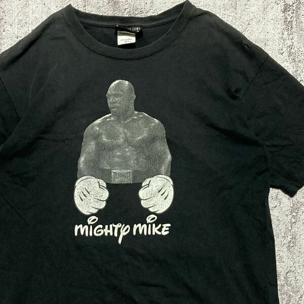★ 00s mighty mike マイクタイソン パロディ Tシャツ ブラック サイズL★ ビンテージ ストリート ディズニー ボクシングstussy supreme 