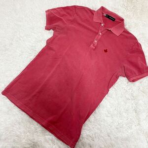 美品 イタリア製 ●ディースクエアード DSQUARED2 ポロシャツ 半袖 鹿の子 紳士服 ピンク レッド 赤 M位 メンズ ゴルフ ワンポイント