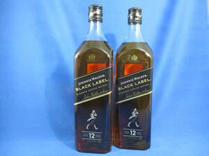 未開栓 JOHNNIE WALKER 12年 ジョニーウォーカー BLACK LABEL ブラックラベル スコッチ ウイスキー 1000ml 40％ 2本まとめて 「＃2443」