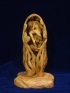 出品者作 オリジナル 木彫刻 アート『 夢想少女 』 トルソ 裸婦 芸術 アート 女性 ハンドメイド 松 手彫り 彫刻