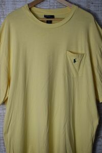 * большой размер US б/у одежда Polo Ralph Lauren Ralph Lauren карман длинный длина футболка платье женский желтый [XL] хлопок *9333*