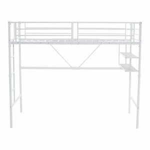 [ white ] loft bed pipe bedside shelves attaching single bed tree storage Northern Europe manner child part shop steel enduring .
