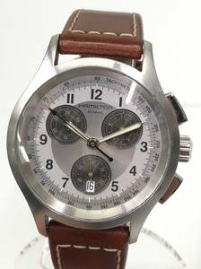 HAMILTON ハミルトン カーキ メンズ クォーツ 腕時計 H764120 シルバーxブラウン クロノグラフ SS-166325